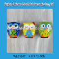 Cute owl shaped ceramic single wall hook with tie in bright color